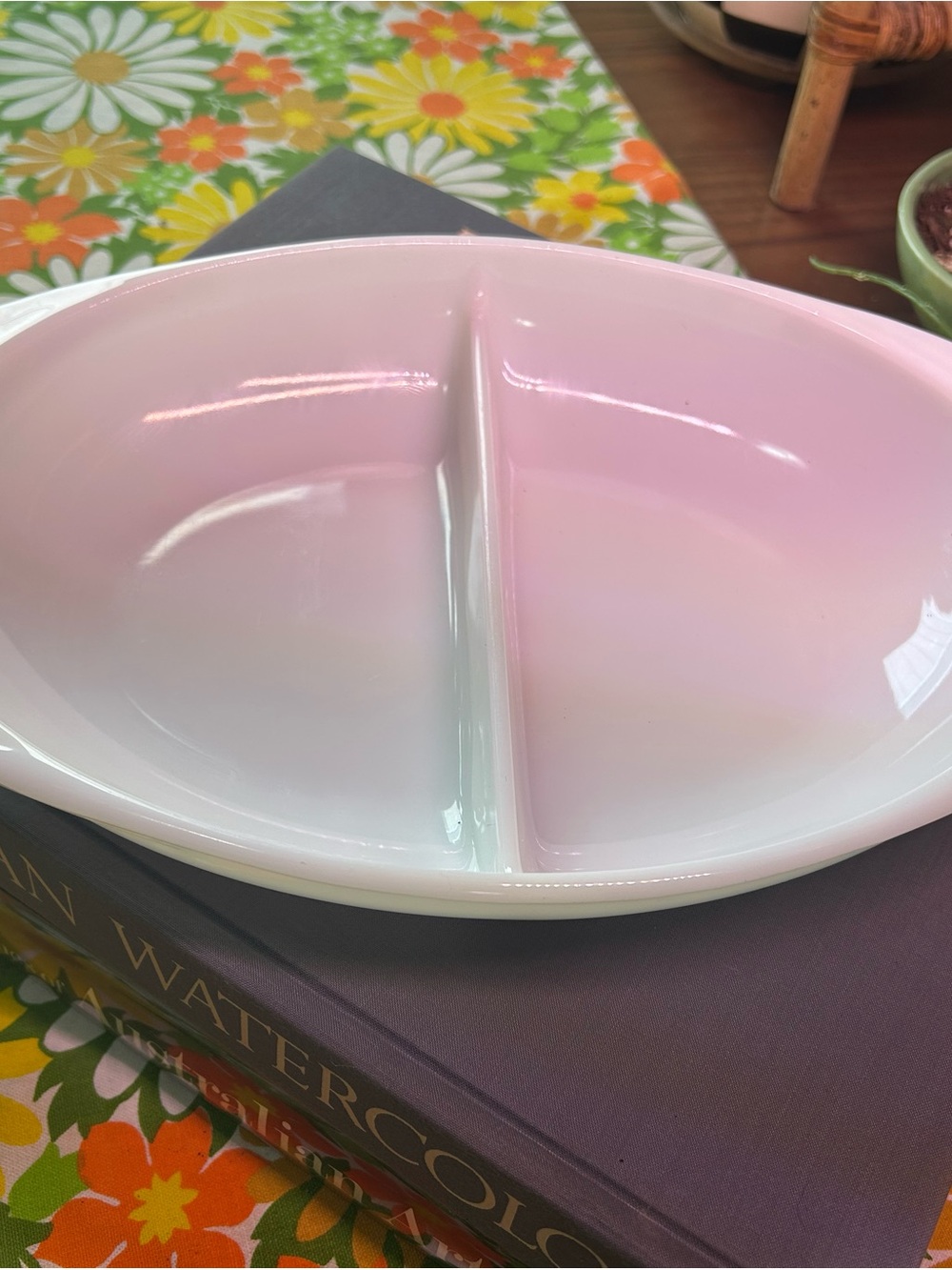 Pyrex white glass, divided Serving Bowl